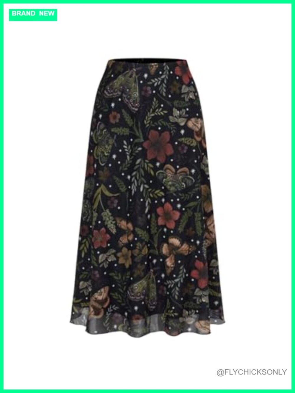 Milumia Women's Floral Mesh Midi Skirt Elastic A Line Whimsical Skirts